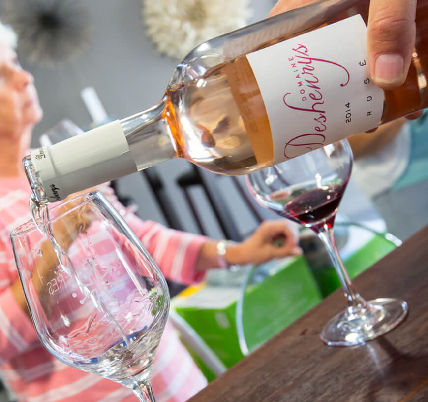 Domaine Deshenry's IGP Côtes de Thongue Vin de Pays rosé wine, available at the tasting cellar: Faugères wine tourism