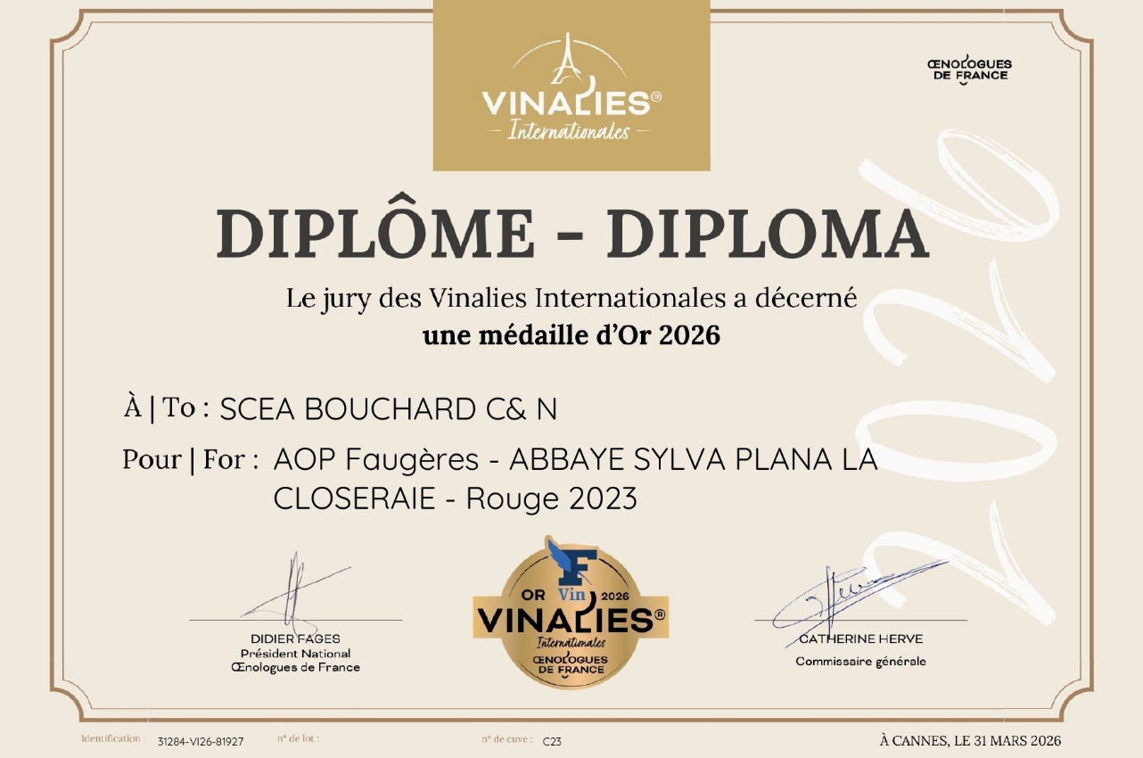 Médaille d'or Vinalies 2026