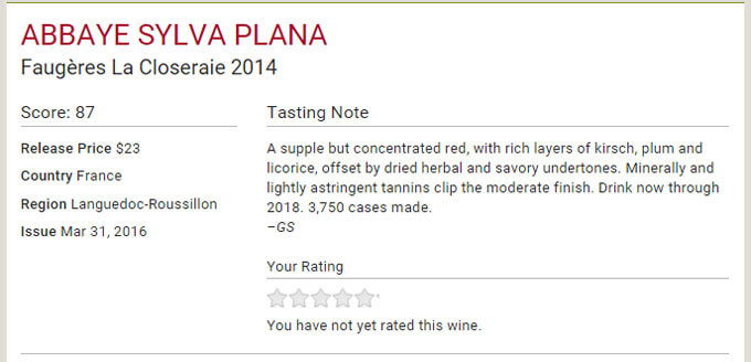 Abbaye Sylva Plana La Closeraie 2014 wine